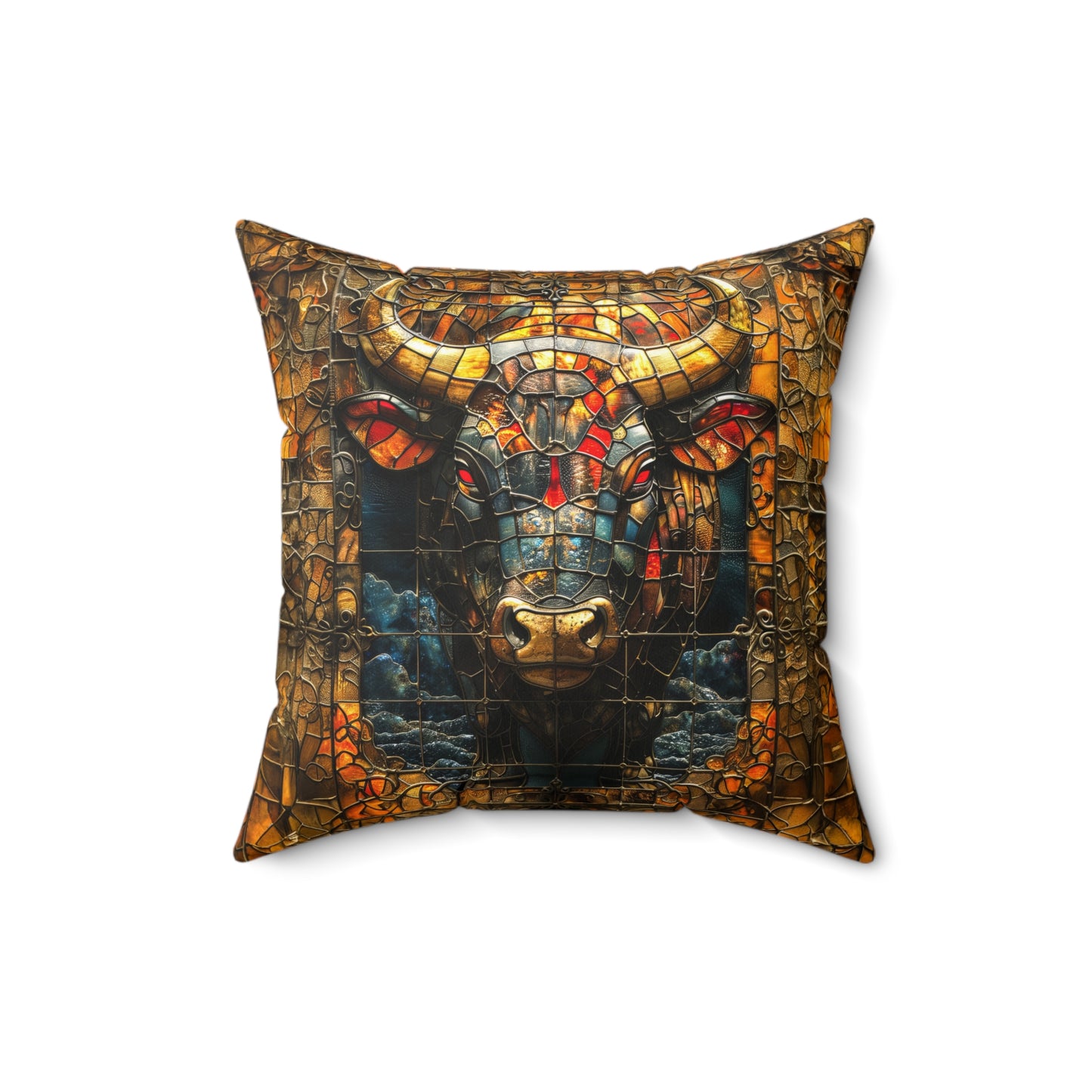 Bull Mosaic Pillow