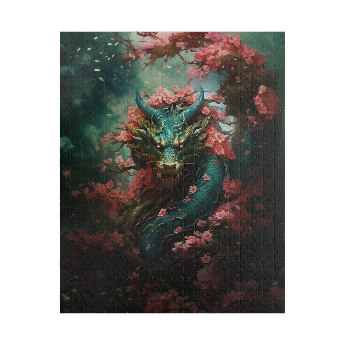 Turquoise Dragon in the Flowers jigsaw puzzle