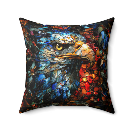 Luxury Decorative Pillow with Eagle Stained Glass Design