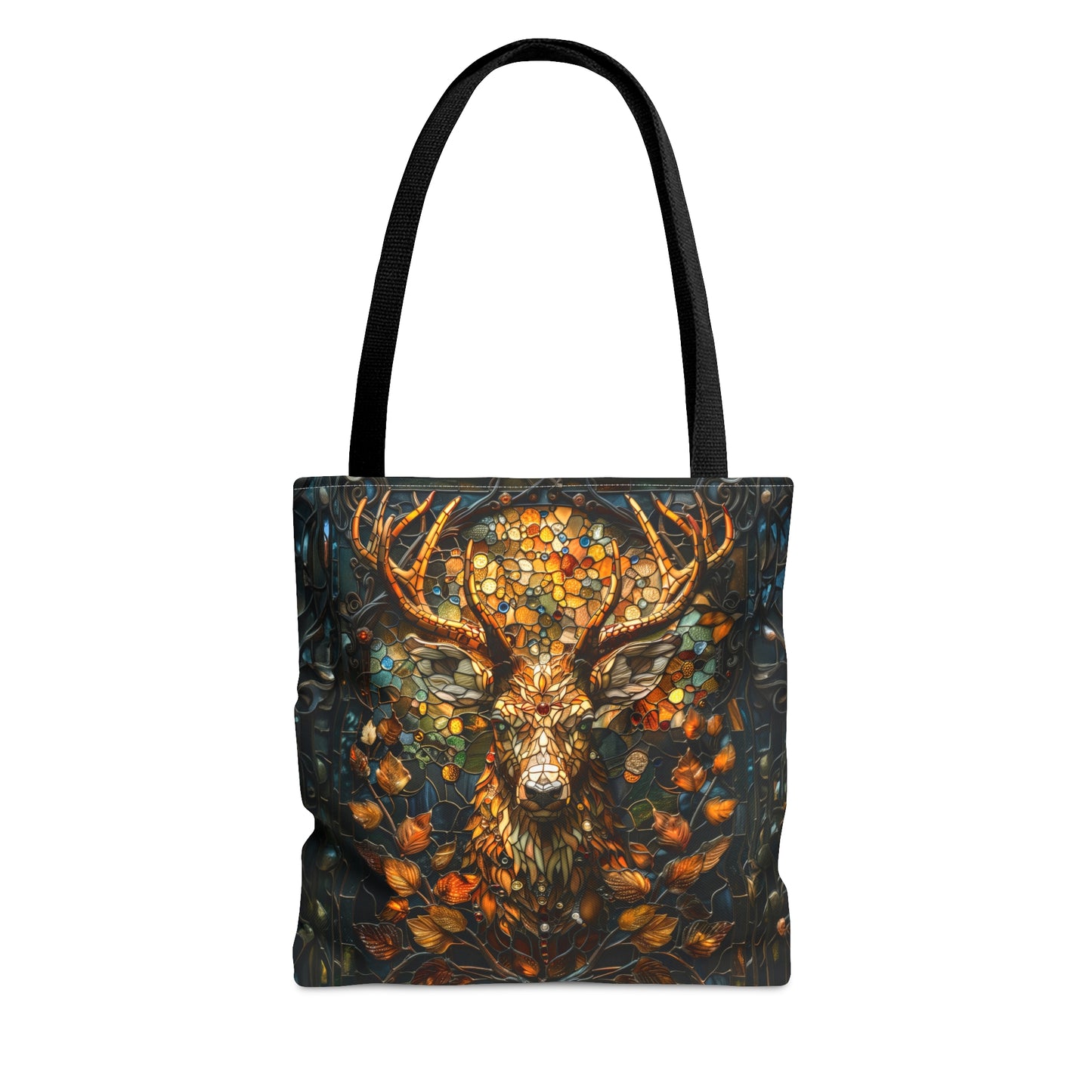 Autumn Majesty: Stained Glass Stag Tote Bag