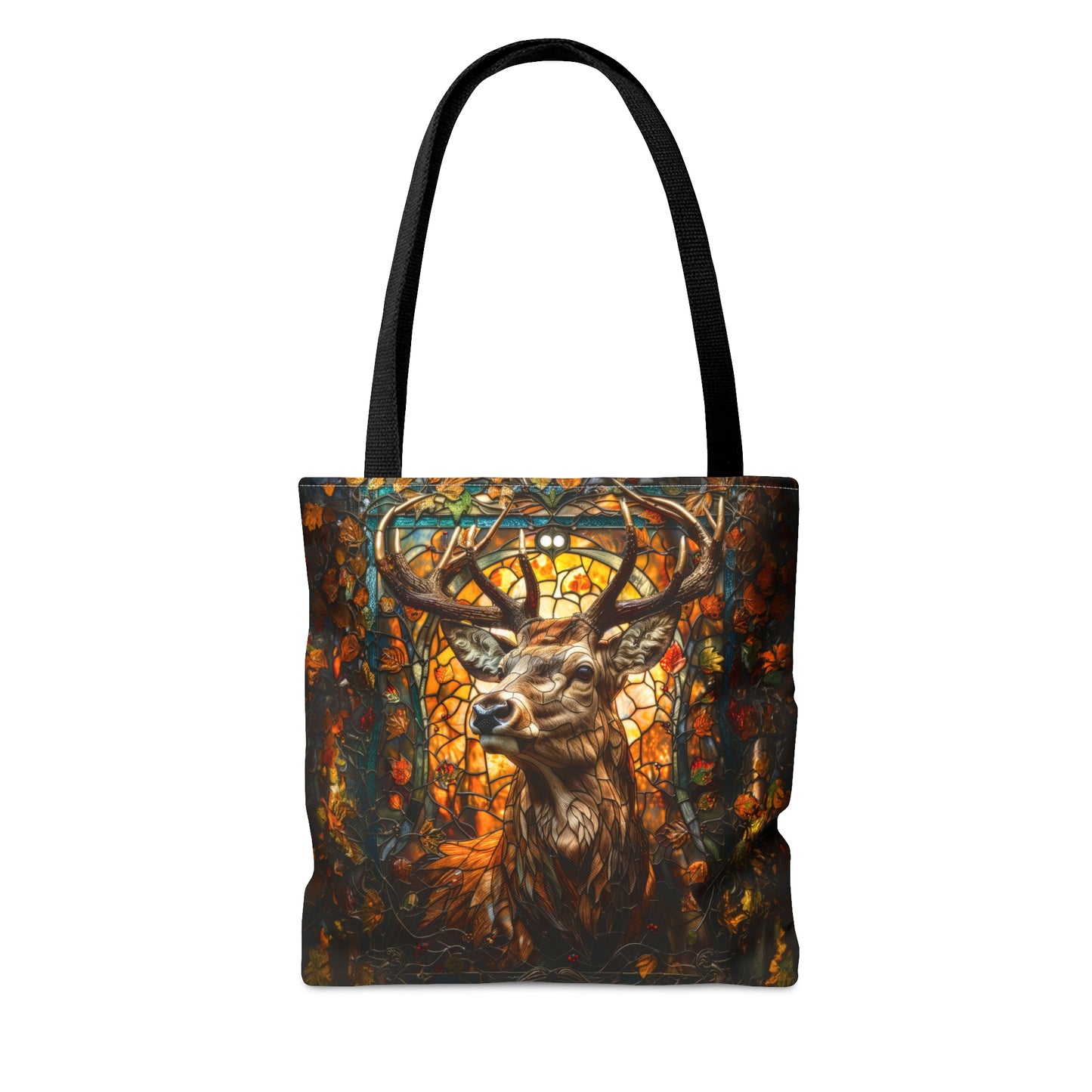 Autumn Majesty: Stained Glass Stag Tote Bag