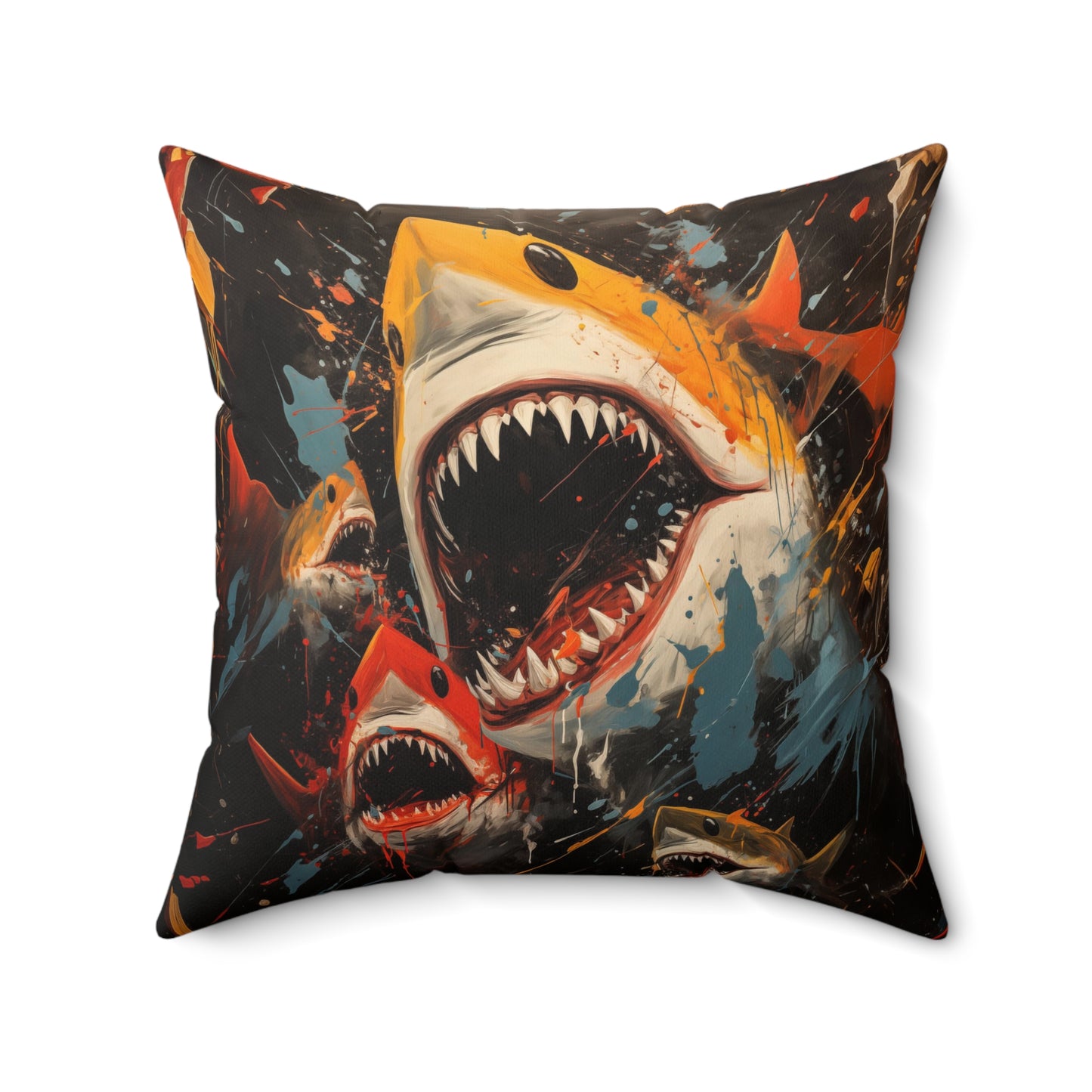 Neo expressionism Shark Pillow