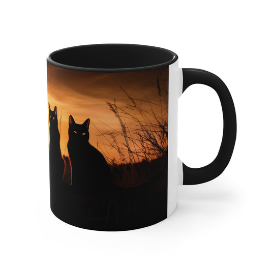 Sunset Cat Silhouette Coffee Mug, 11oz