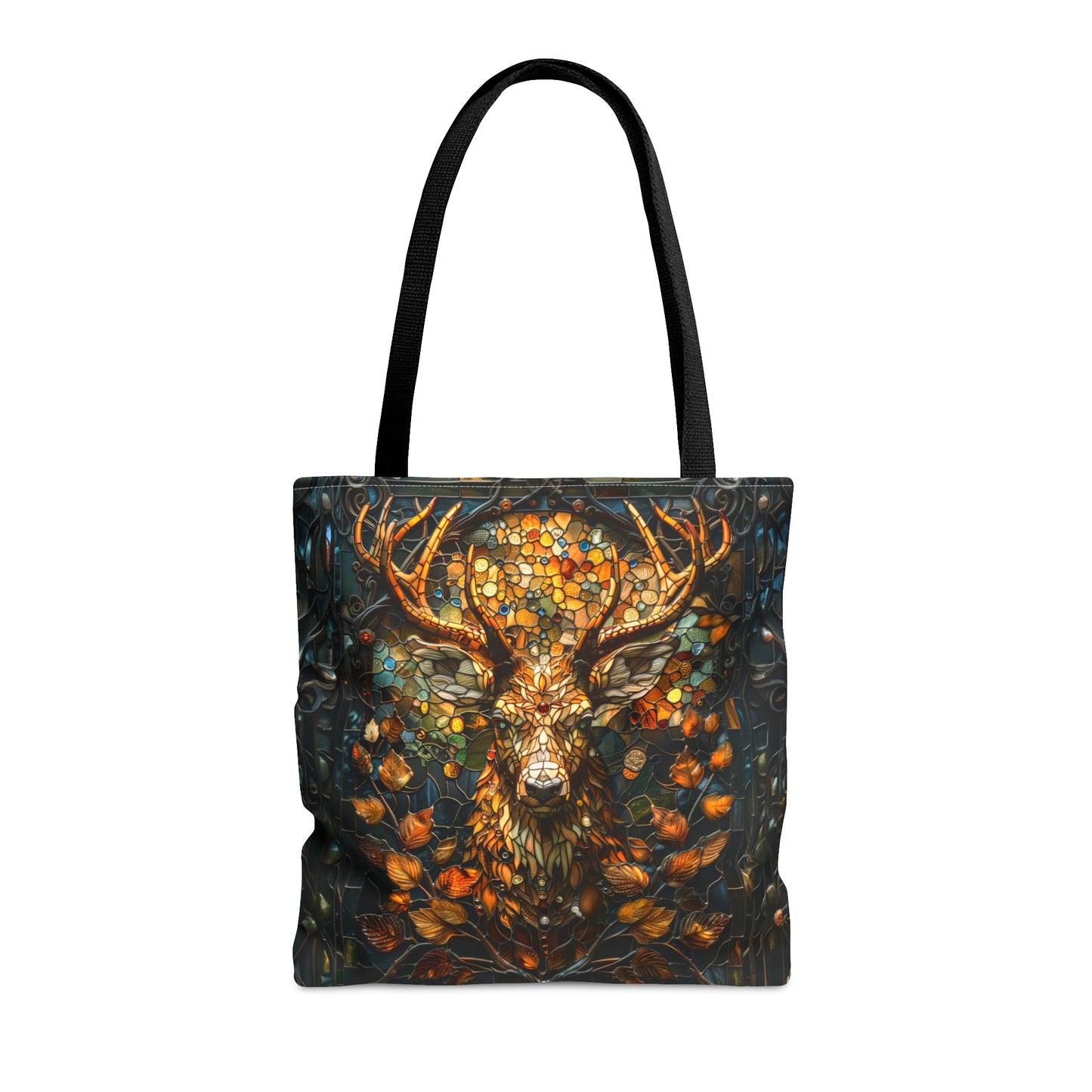 Autumn Majesty: Stained Glass Stag Tote Bag