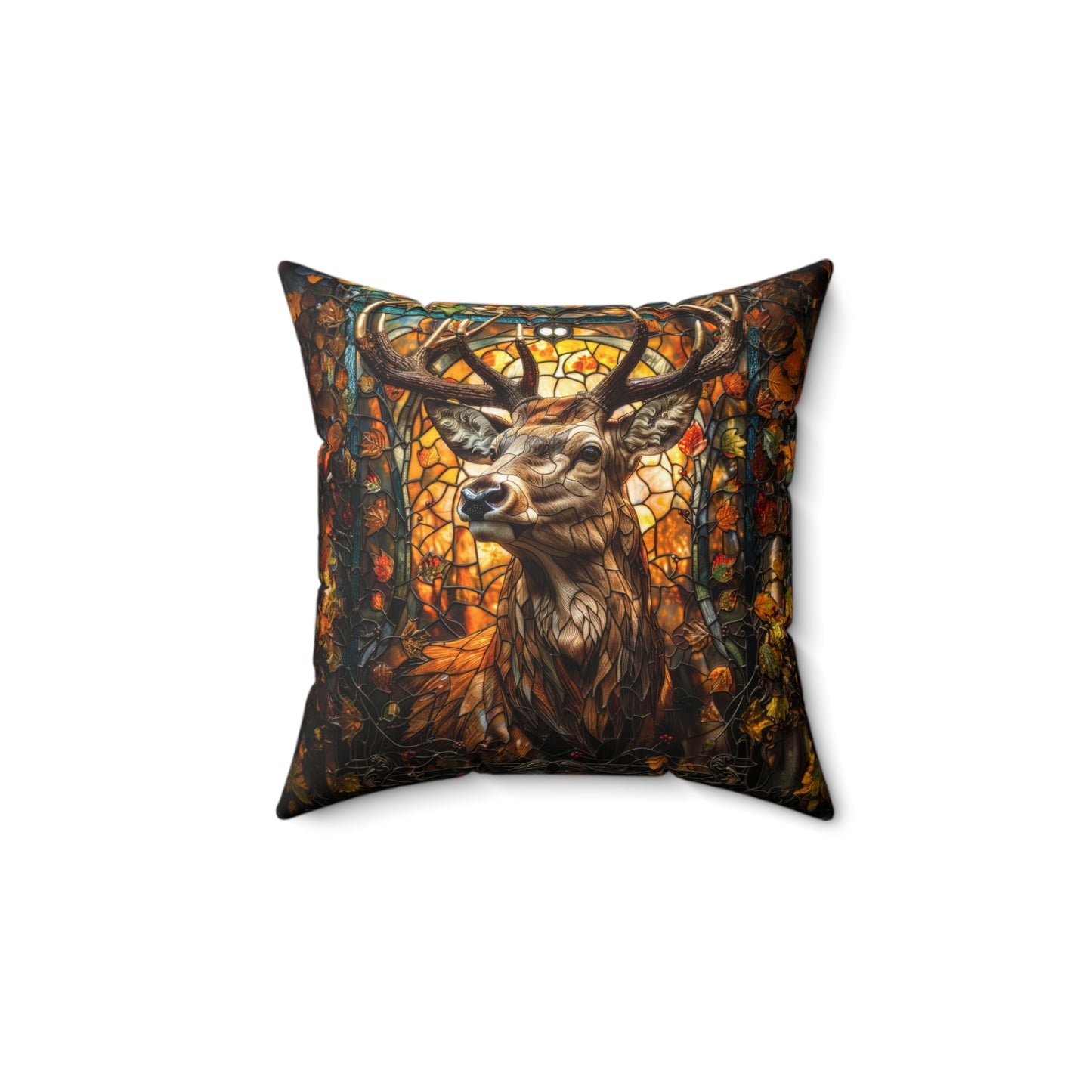 Luxury Pillow with Deer Stained Glass Design