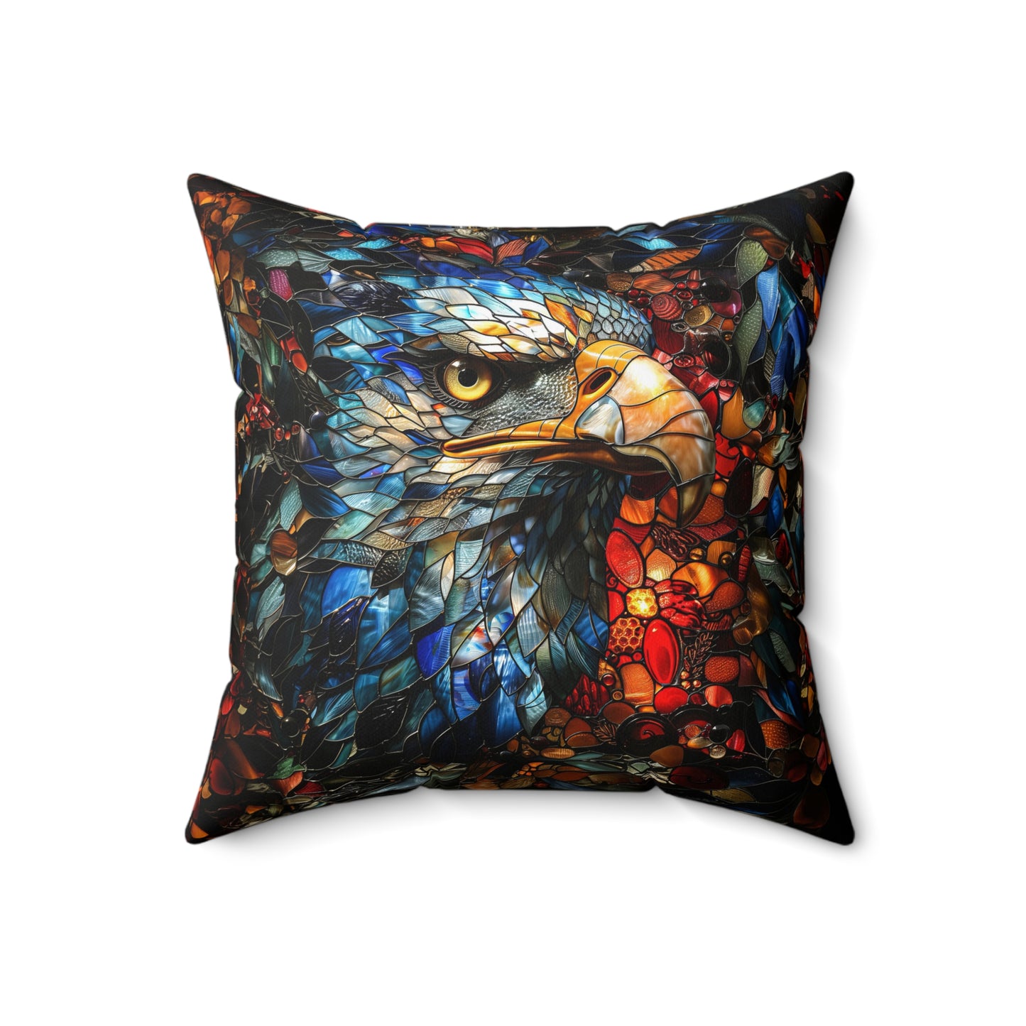 Luxury Decorative Pillow with Eagle Stained Glass Design