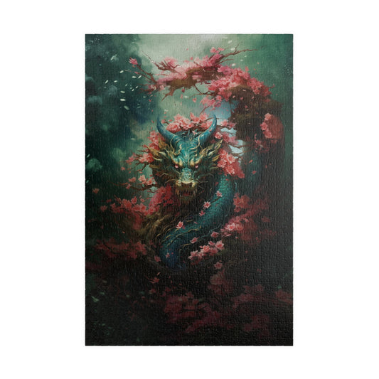 Turquoise Dragon in the Flowers jigsaw puzzle