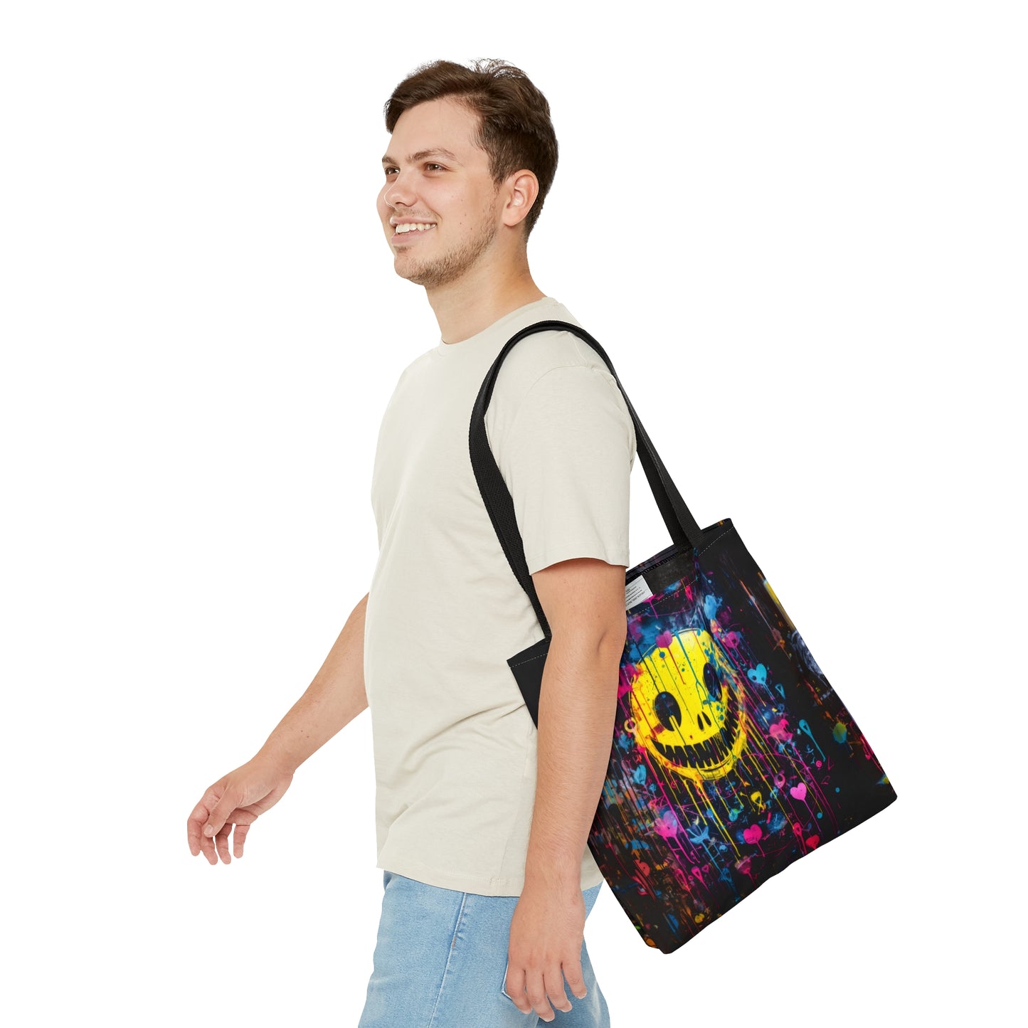 Urban Chaos: Graffiti Smiley Tote Bag