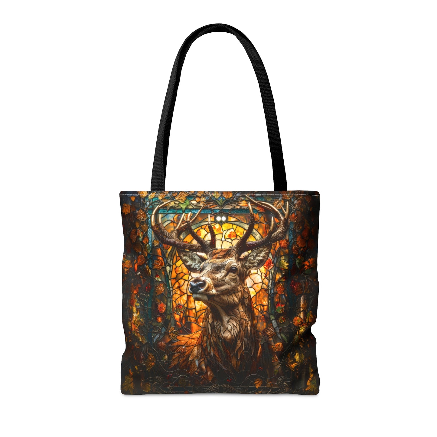 Autumn Majesty: Stained Glass Stag Tote Bag