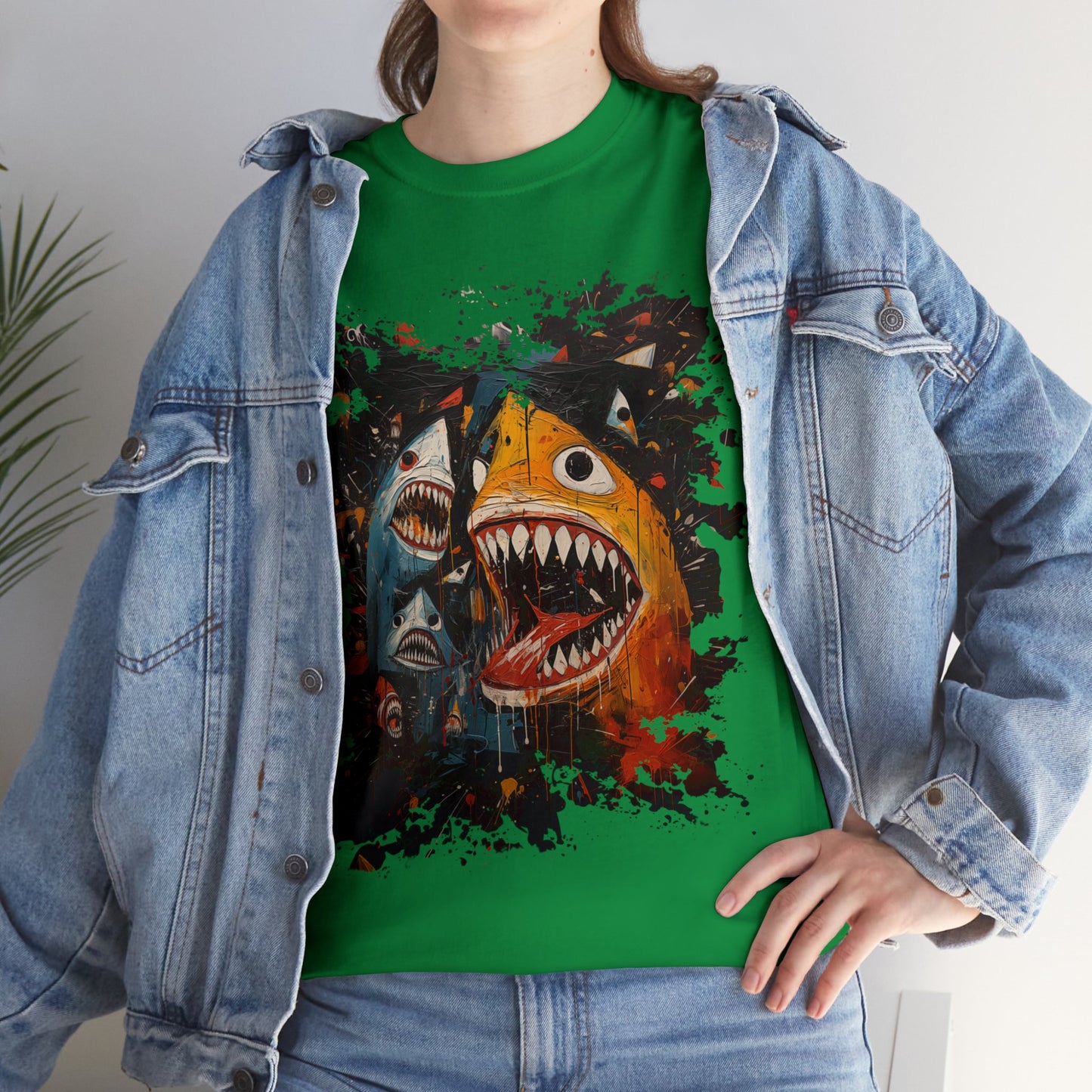 Neo Expressionist Sharks Unisex Heavy Cotton Tee (t-shirt)