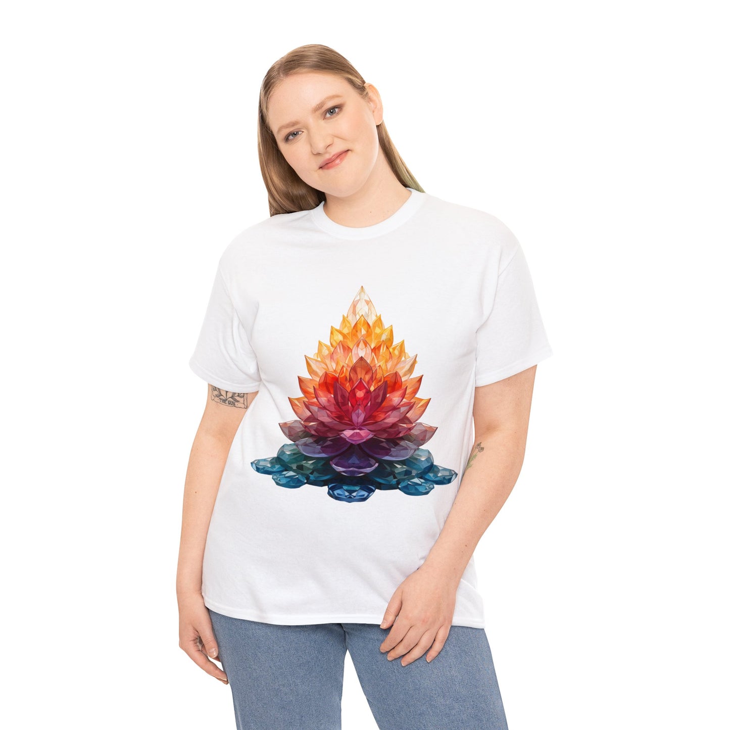 Chakra Bloom Flower Unisex Heavy Cotton Tee (t-shirt)