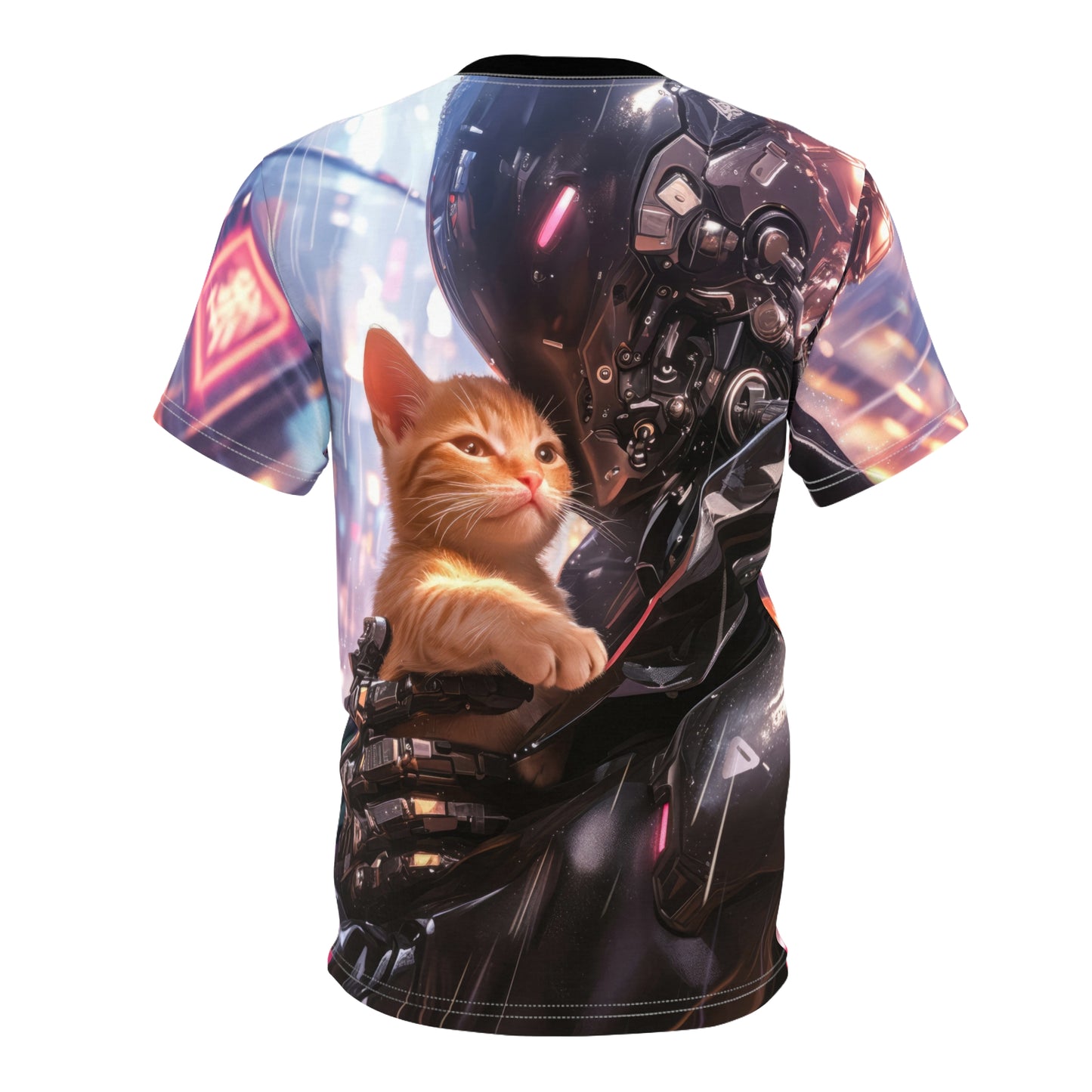 Futuristic Robot and Cat T-Shirt (AOP)