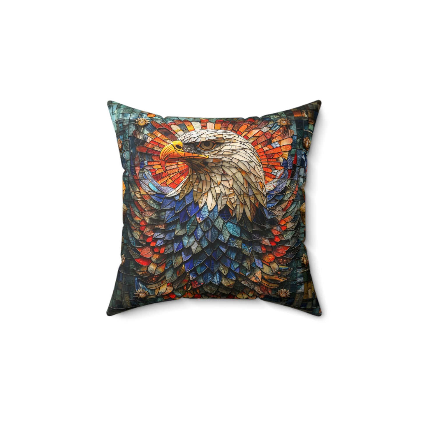 Luxury Decorative Pillow with Eagle Stained Glass Design