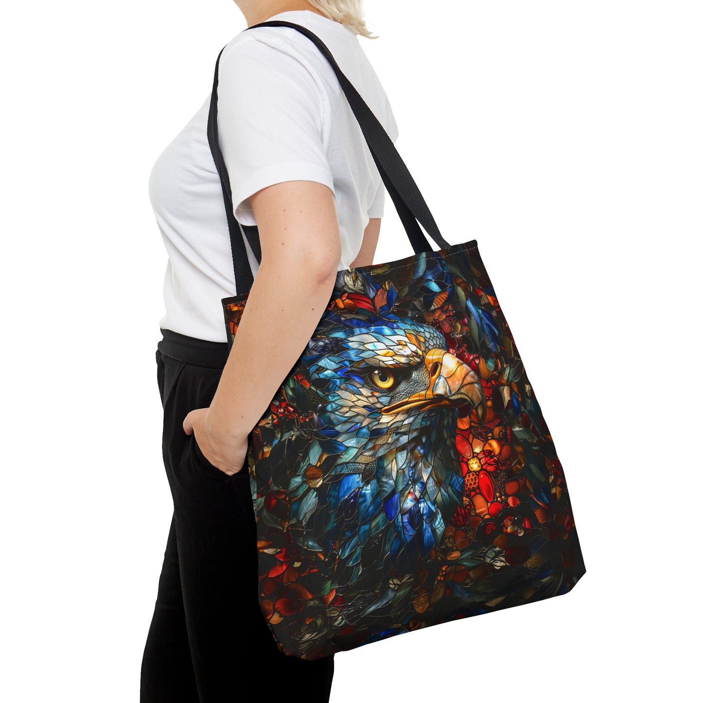 Eternal Vision: Stained Glass Eagle Tote Bag