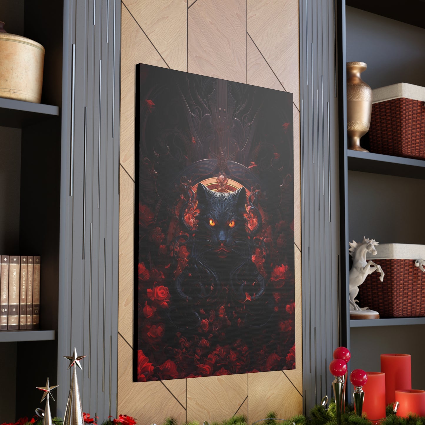 Sureal Rose Red Cat Canvas Poster
