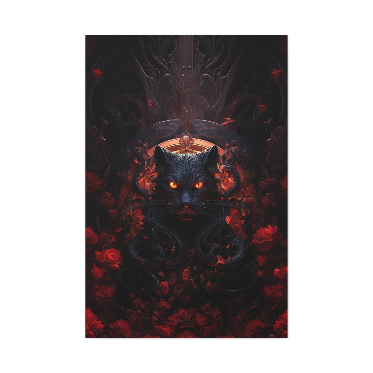 Sureal Rose Red Cat Canvas Poster