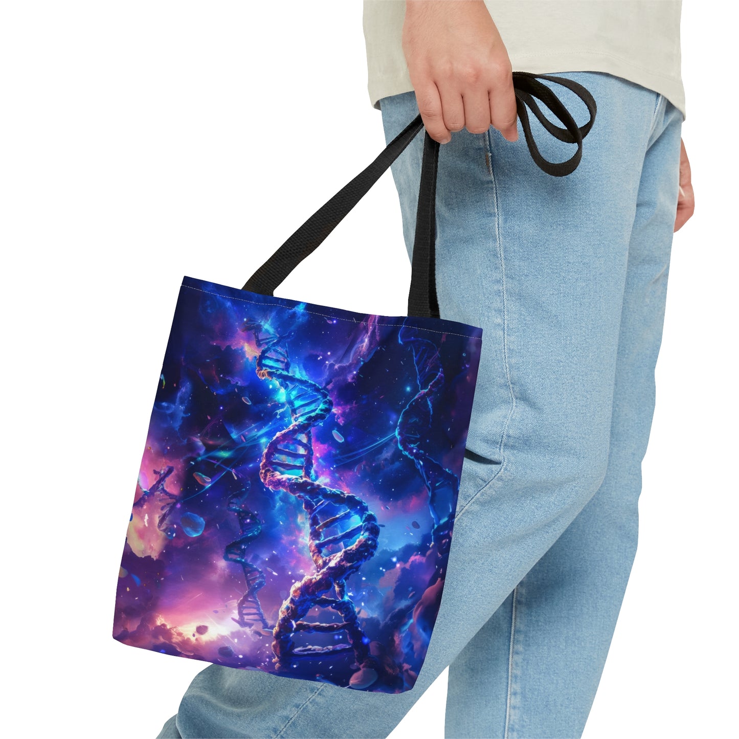 Cosmic Code: Galaxy DNA Tote Bag