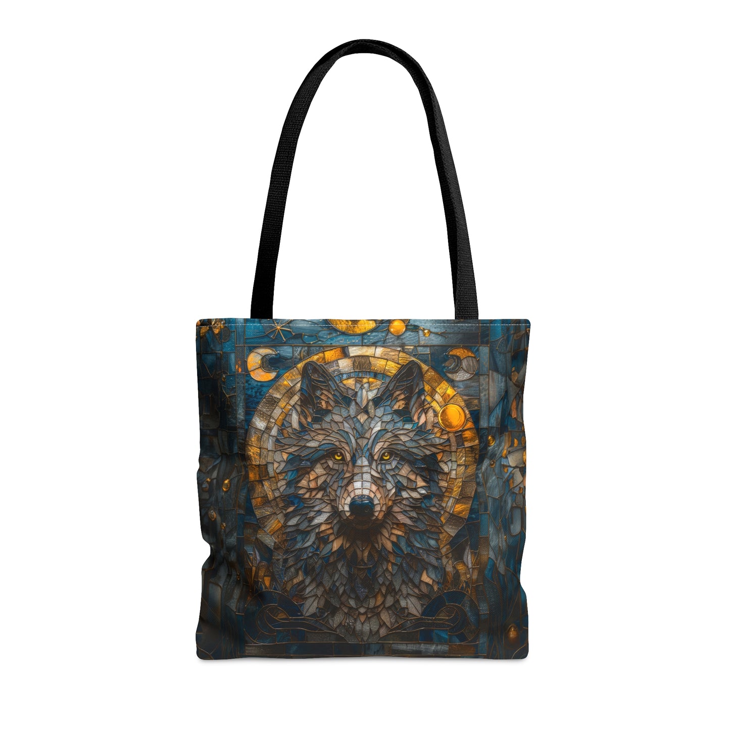 Lunar Guardian: Stained Glass Wolf Tote Bag