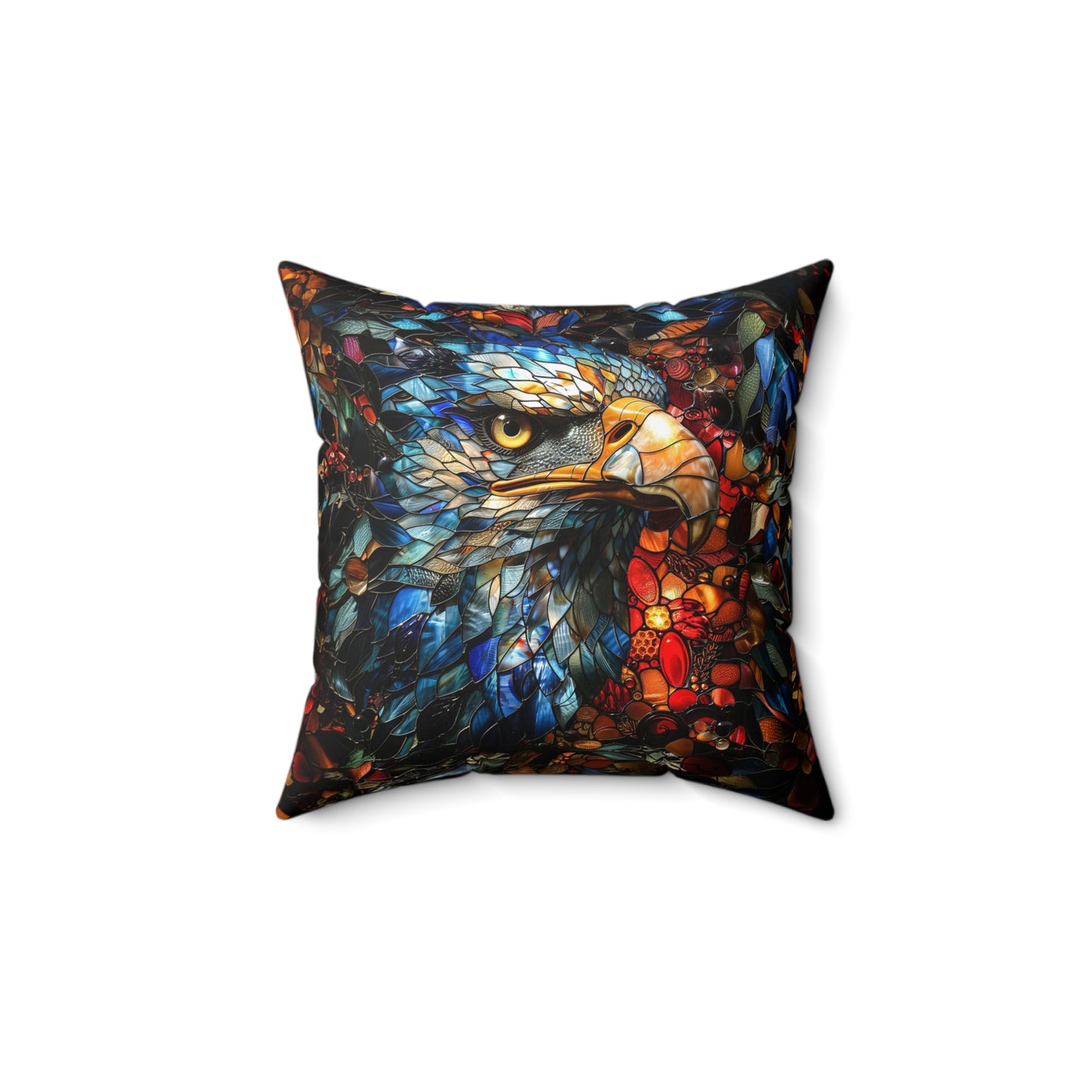 Luxury Decorative Pillow with Eagle Stained Glass Design