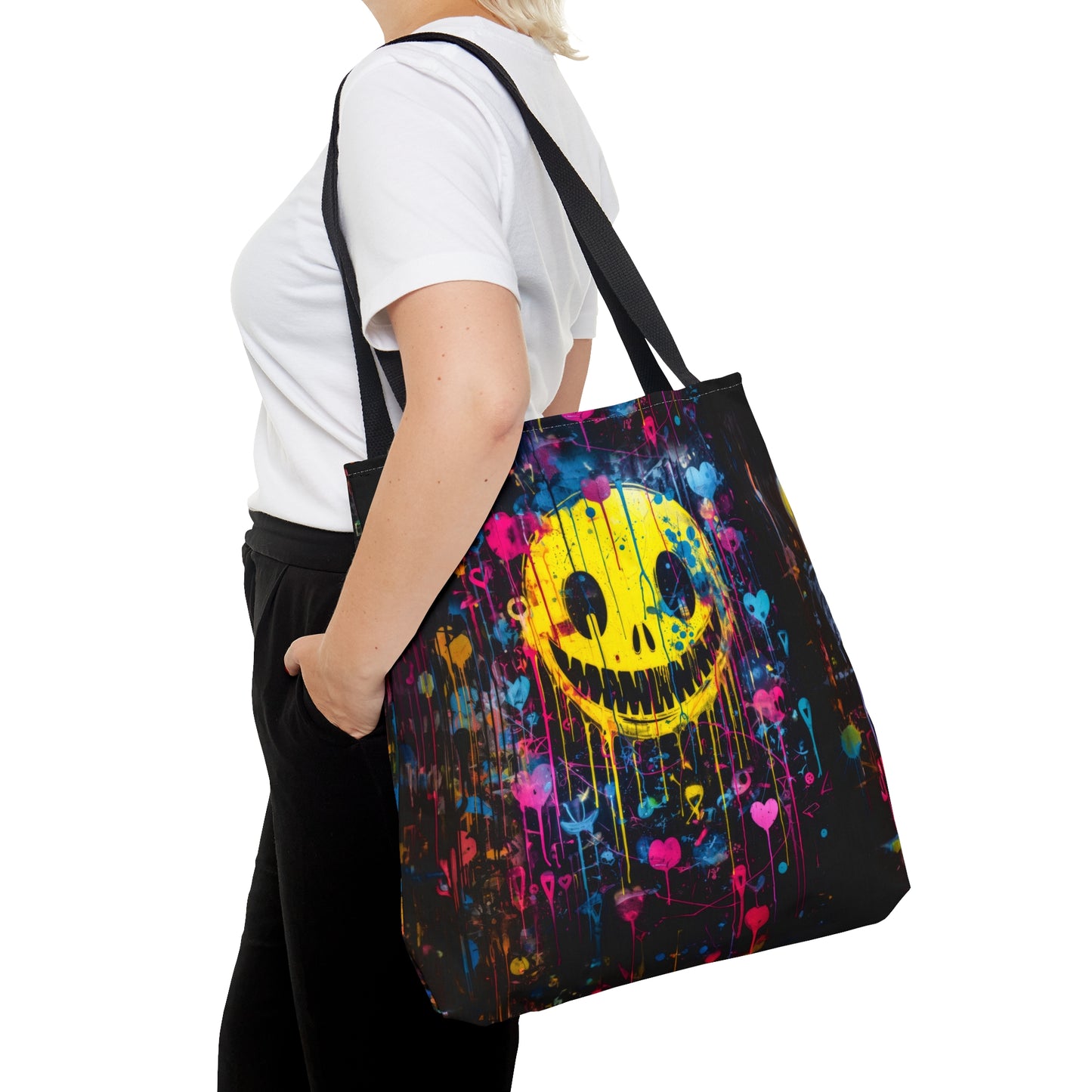 Urban Chaos: Graffiti Smiley Tote Bag