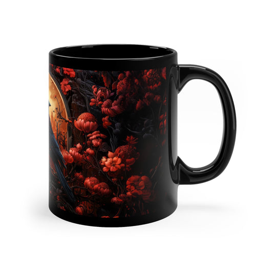 Dark Crow in the Flower Forest Coffe Mug 11oz