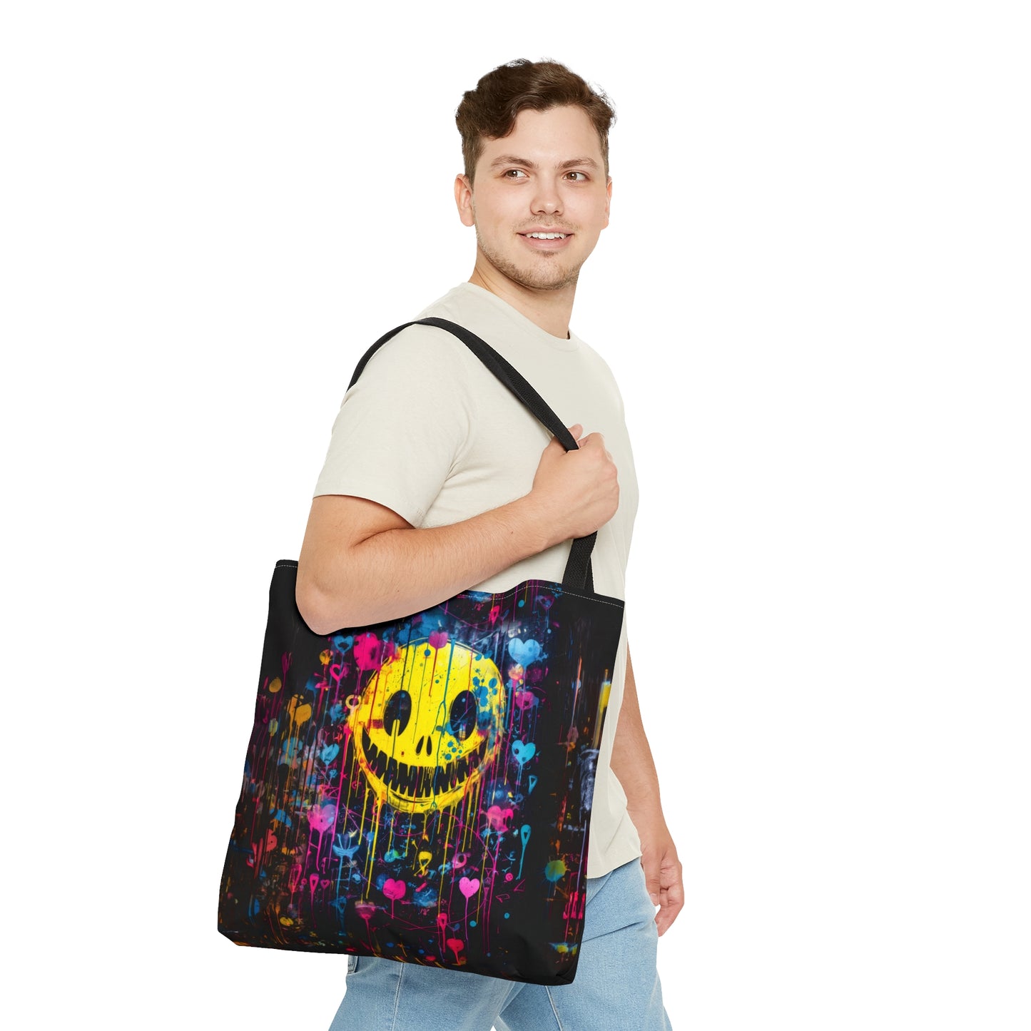 Urban Chaos: Graffiti Smiley Tote Bag