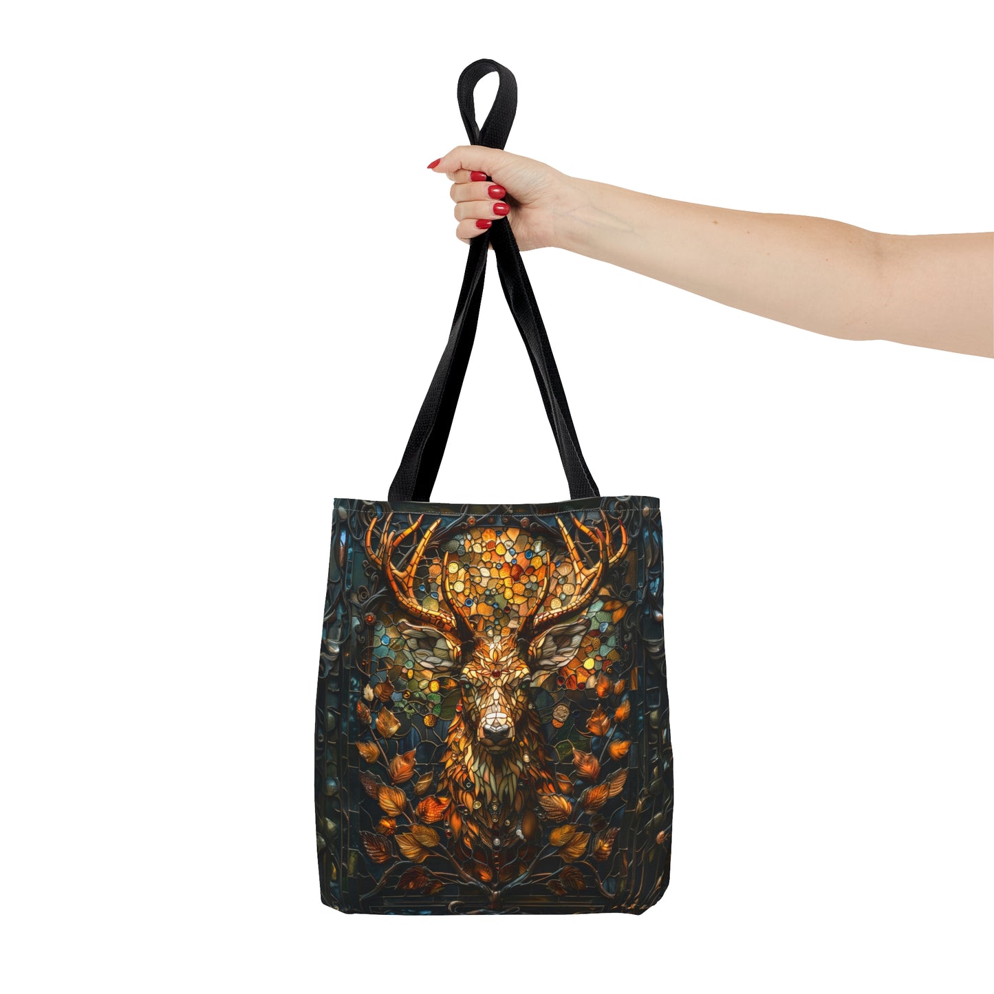 Autumn Majesty: Stained Glass Stag Tote Bag