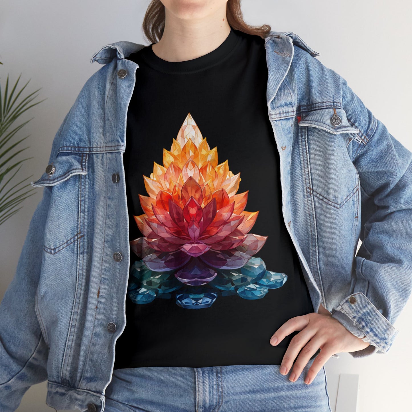 Chakra Bloom Flower Unisex Heavy Cotton Tee (t-shirt)